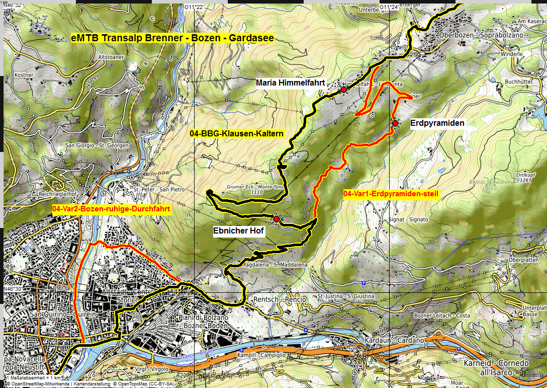 map 04 BBG Klausen Kaltern Varianten Bozen