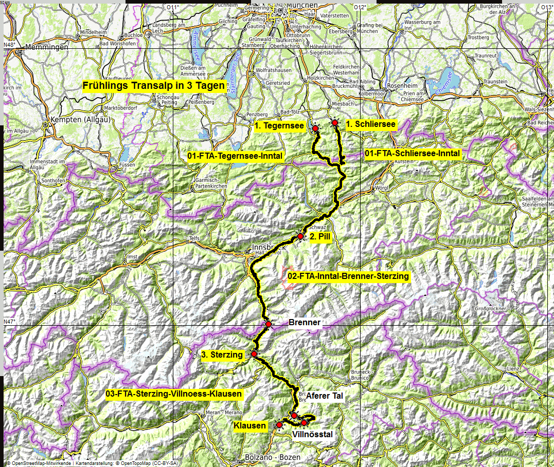 00 map Fruehlings Transalp in 3 Tagen