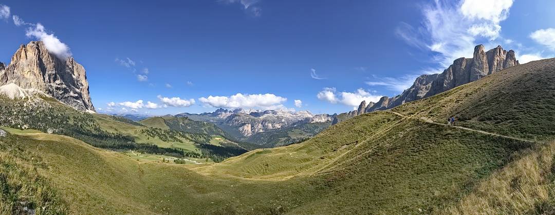 Panorama zum Langkofel in Richtung Grödner Tal