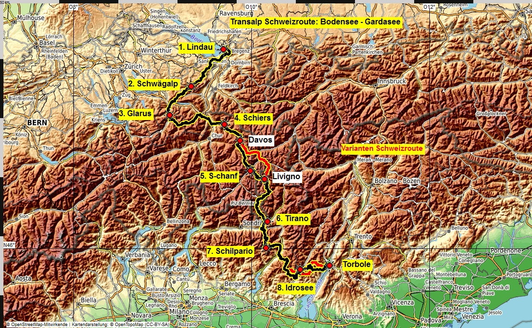 Transalp Schweizroute Bodensee Gardasee